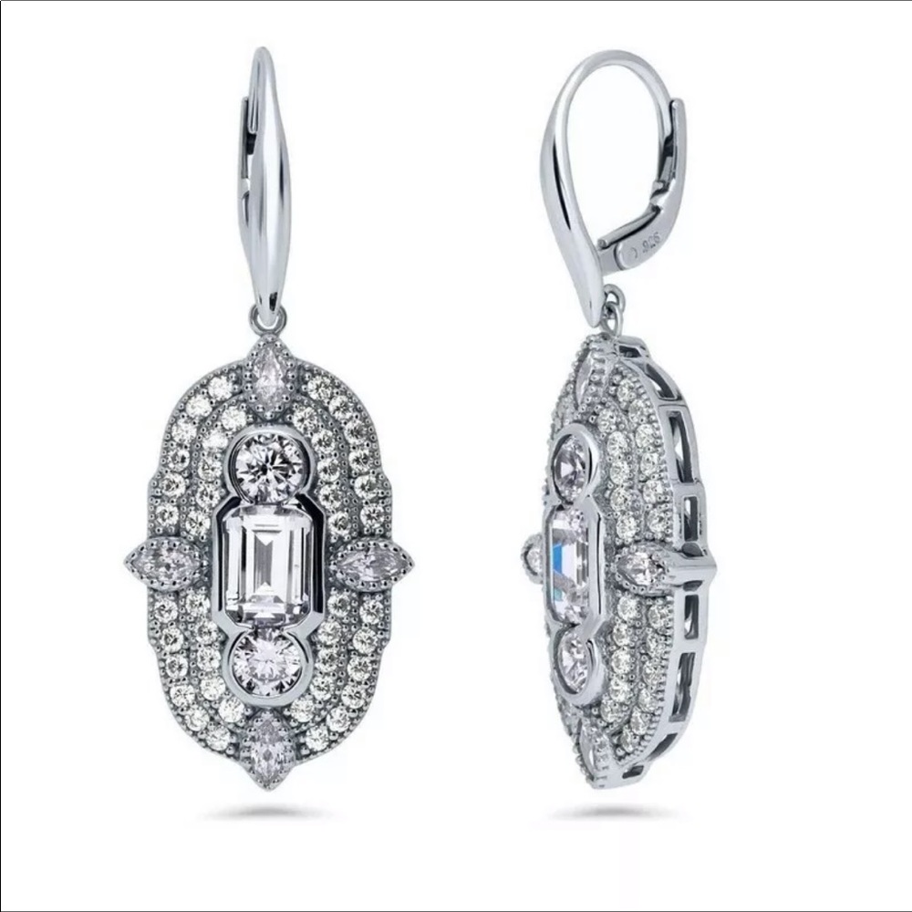 New 3Pc White Gold Cubic Zircon Necklace/ER Set - Picture 7 of 12